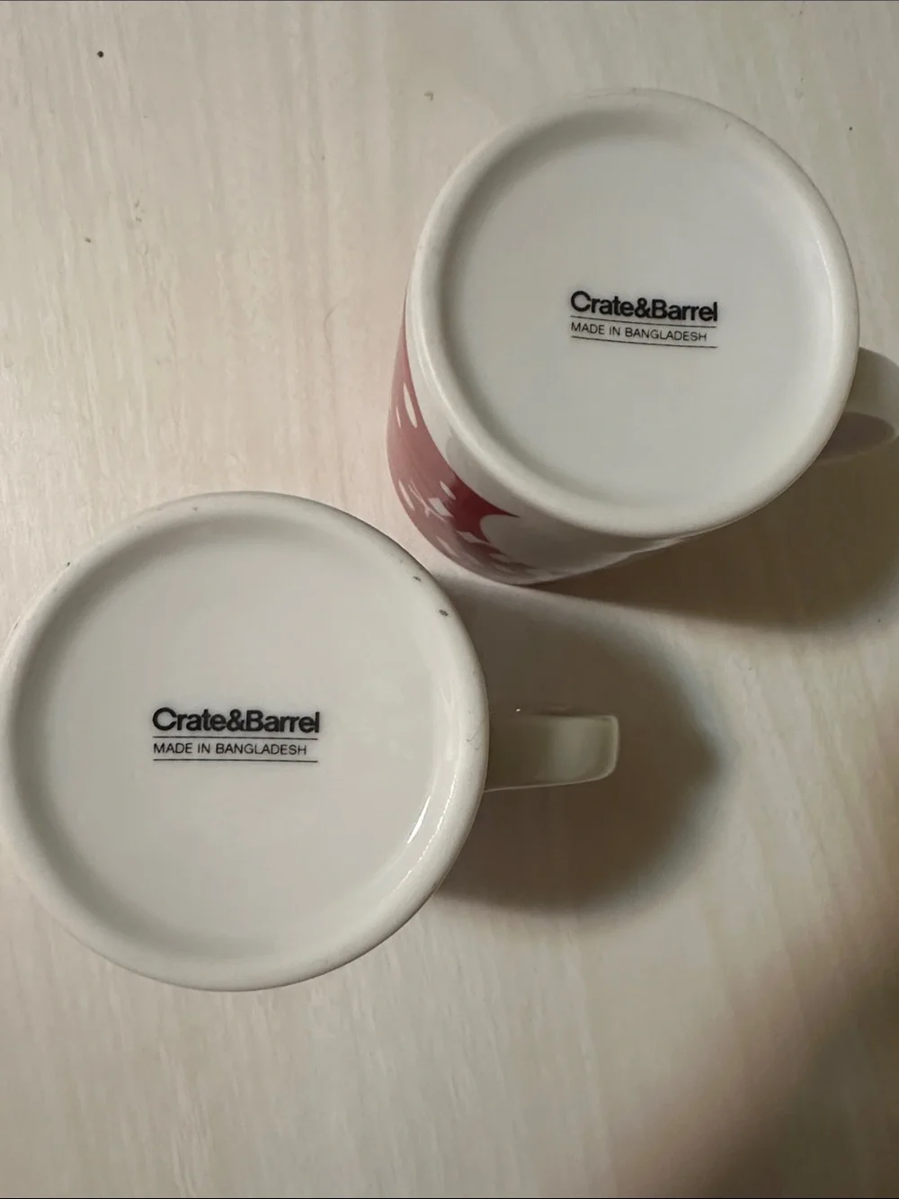 Crate & Barrel Festive Red Snowman Ceramic Mug - Set of 2